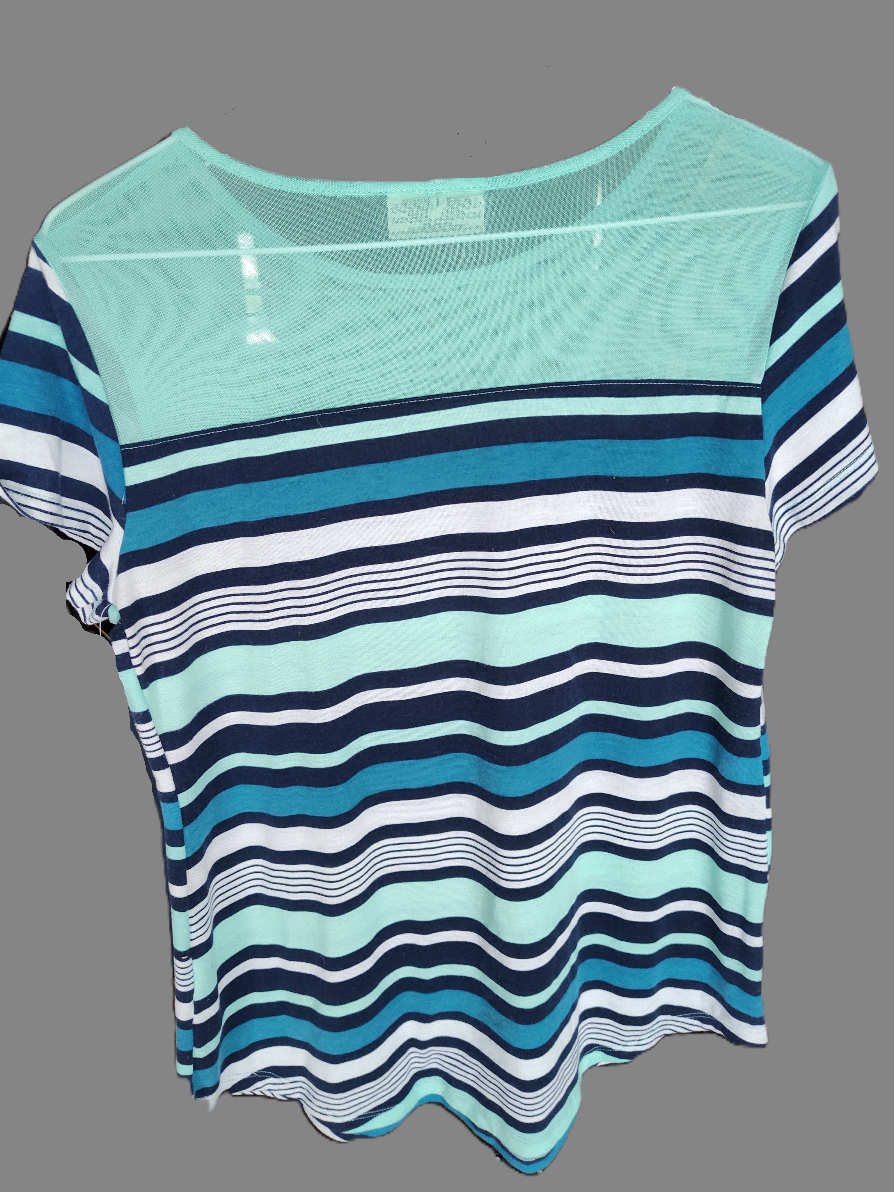 Bobbie Brooks Blue Striped Shirt See Through Top - size S