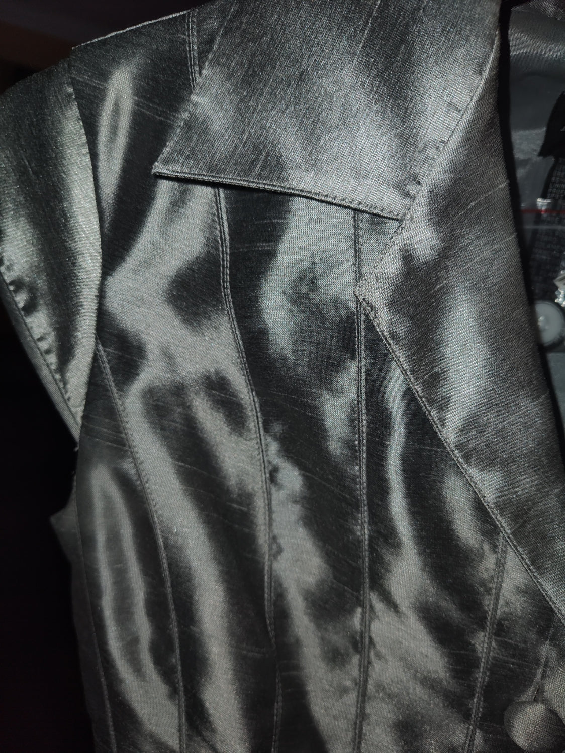 New York & Company Stretch Grey Sleeveless Short Dress with Black Lace and Frayed Edge Trim - size M