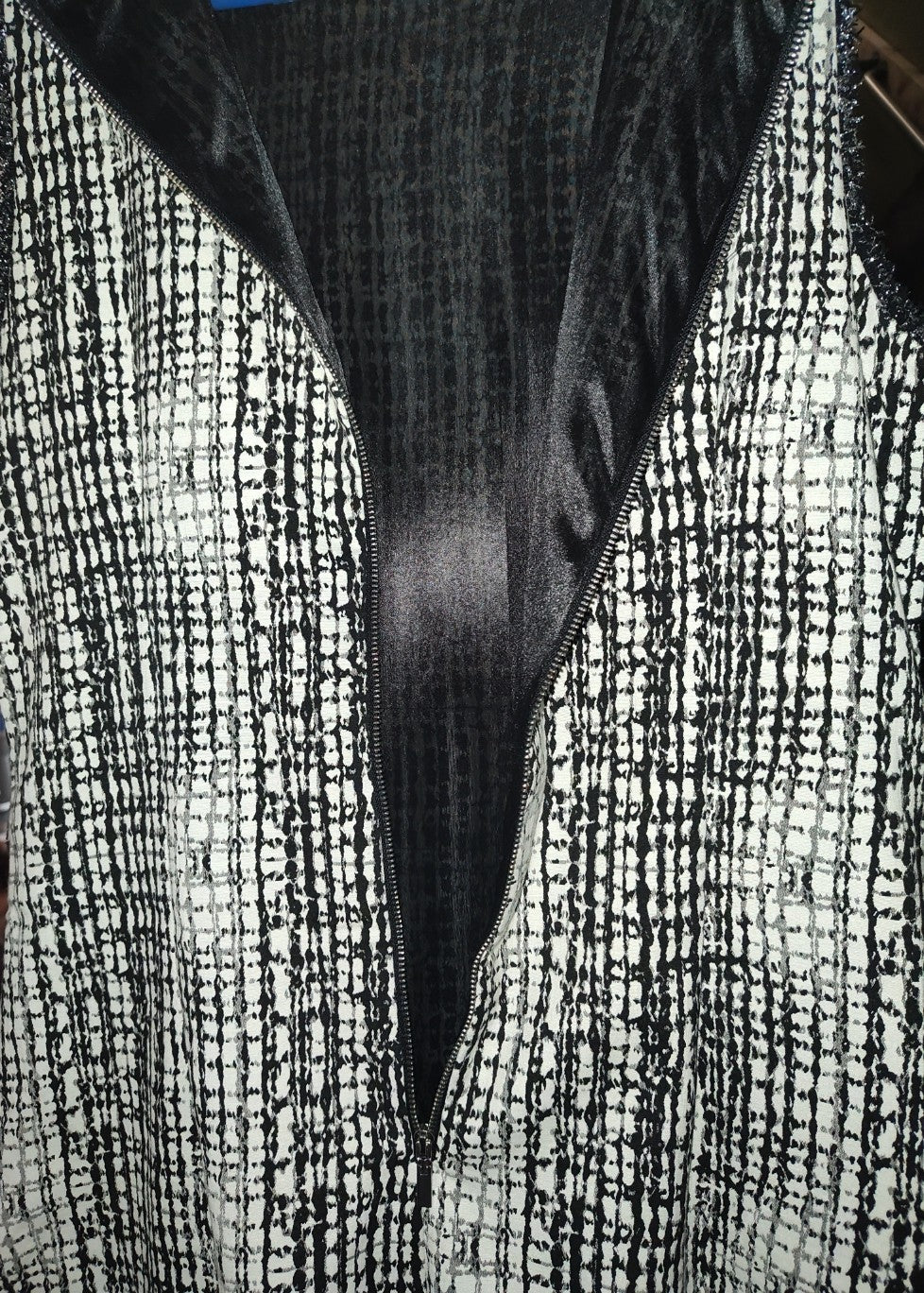 New York & Company Stretch Grey Sleeveless Short Dress with Black Lace and Frayed Edge Trim - size M