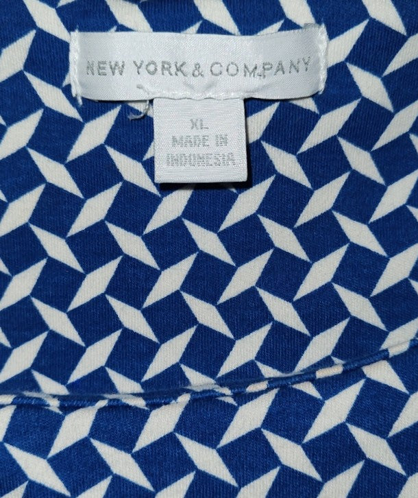 New York & Company Blue Sleeveless Short Dress with White Strips - size XL