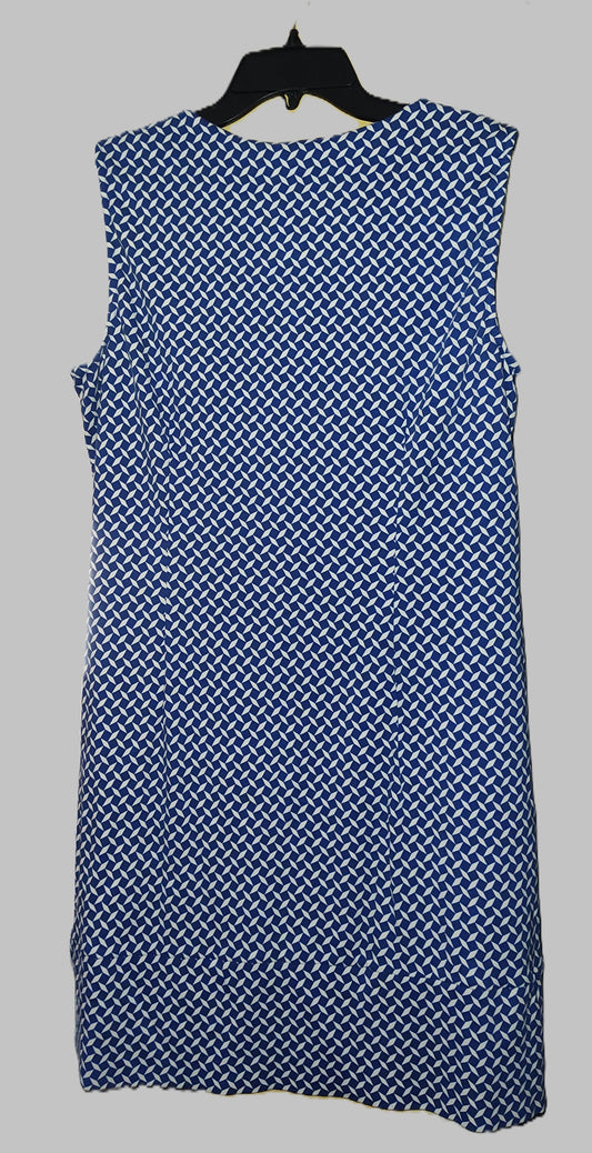New York & Company Blue Sleeveless Short Dress with White Strips - size XL