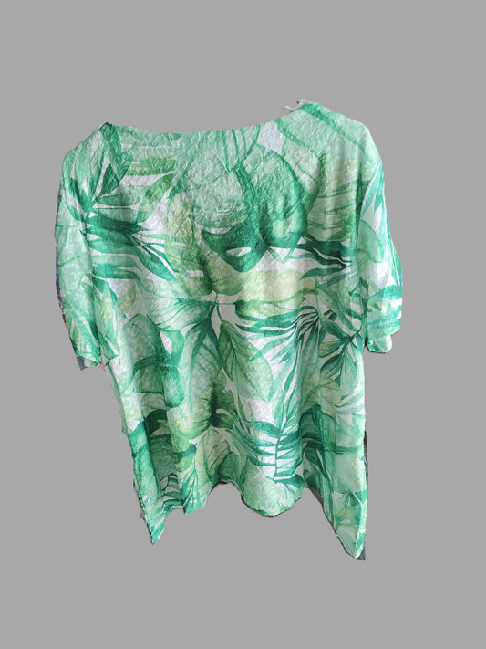 Alfred Dunner Greenery Short Sleeve Blouse- size XL