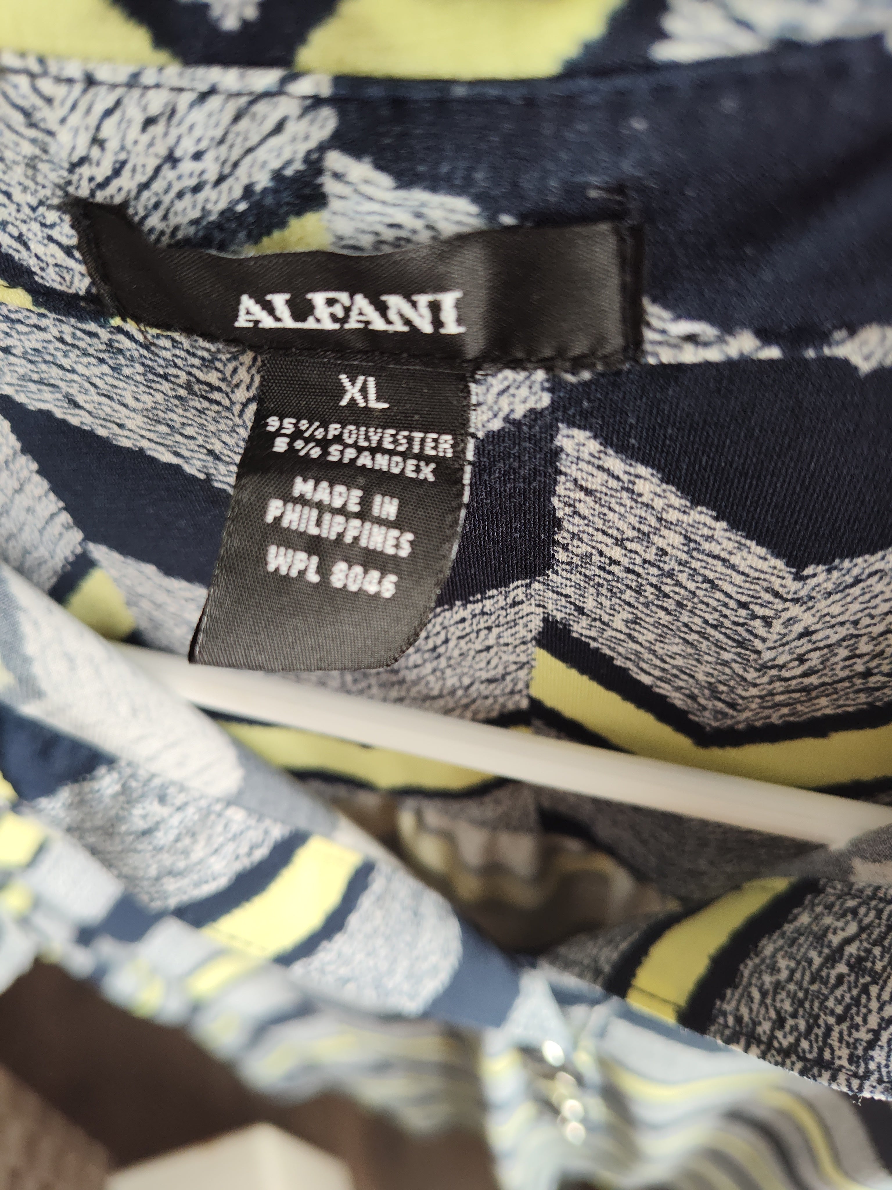 Alfani Striped Button-up Short Sleeve Blouse - size XL