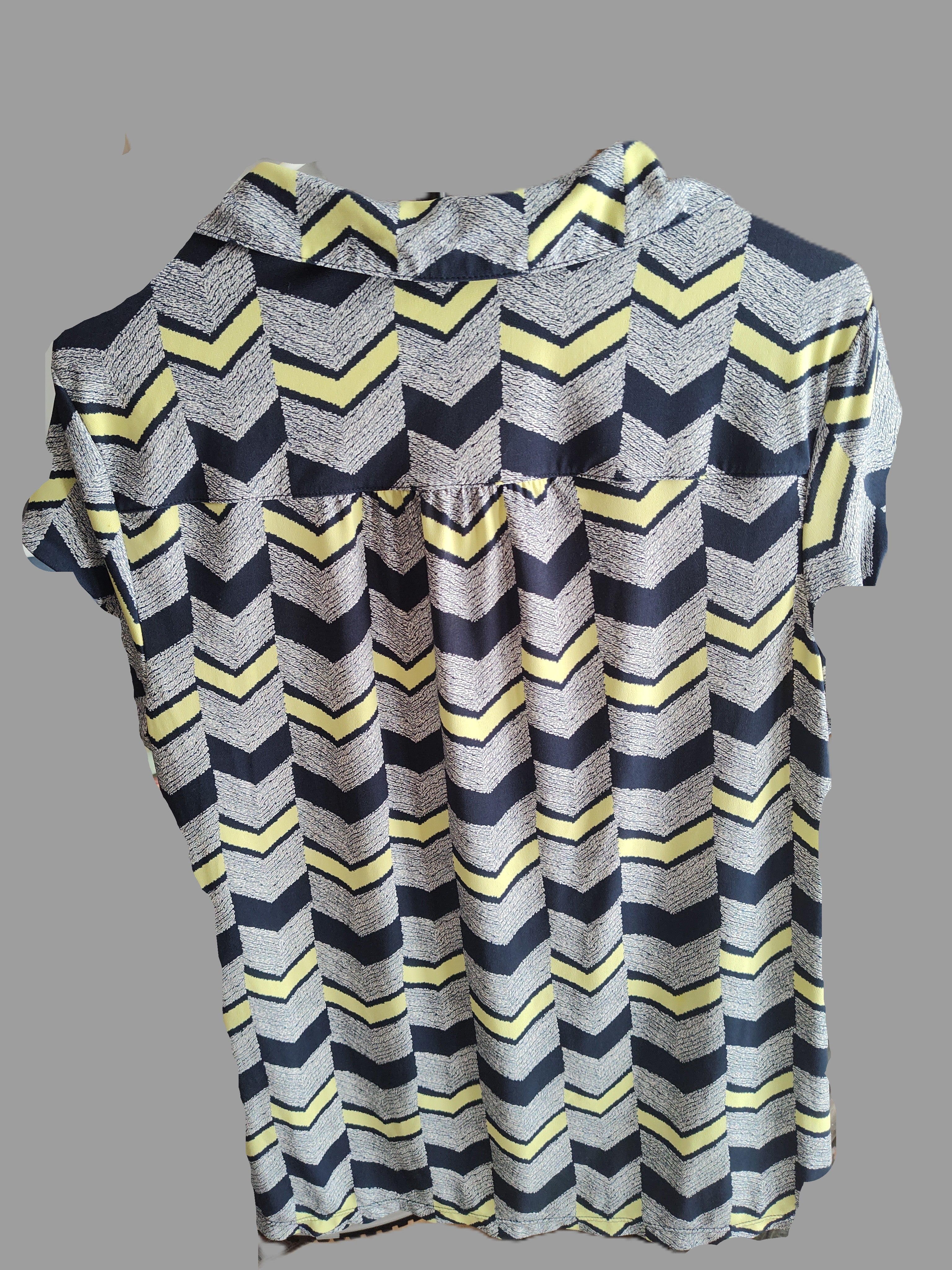 Alfani Striped Button-up Short Sleeve Blouse - size XL