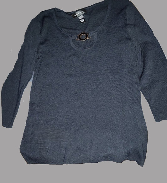 Cable & Gauge Half Sleeve Black Shirt with Medal Decor - size S