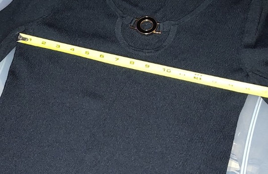 Cable & Gauge Half Sleeve Black Shirt with Medal Decor - size S