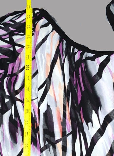 Bisou Bisou Purple and Black One Sleeve Blouse - size XL