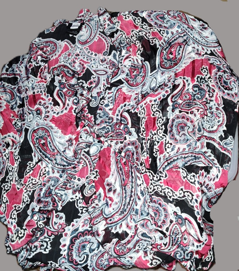 Studio 1940 Maroon & Black Tie Front Cardigan - size 26/28