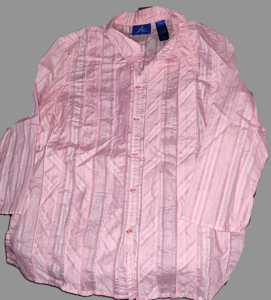 JH Collectibles Pink Half Sleeve Button Up Blouse - size L