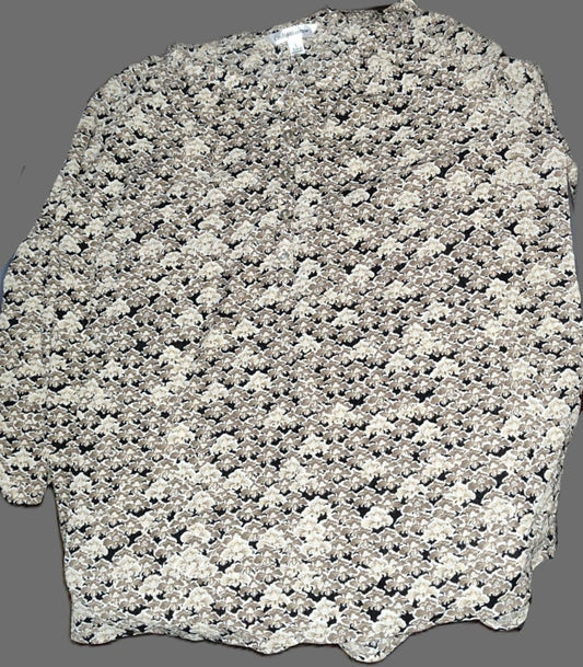 Croft & Barrow Tan & Black 3/4 Sleeve Blouse - size L