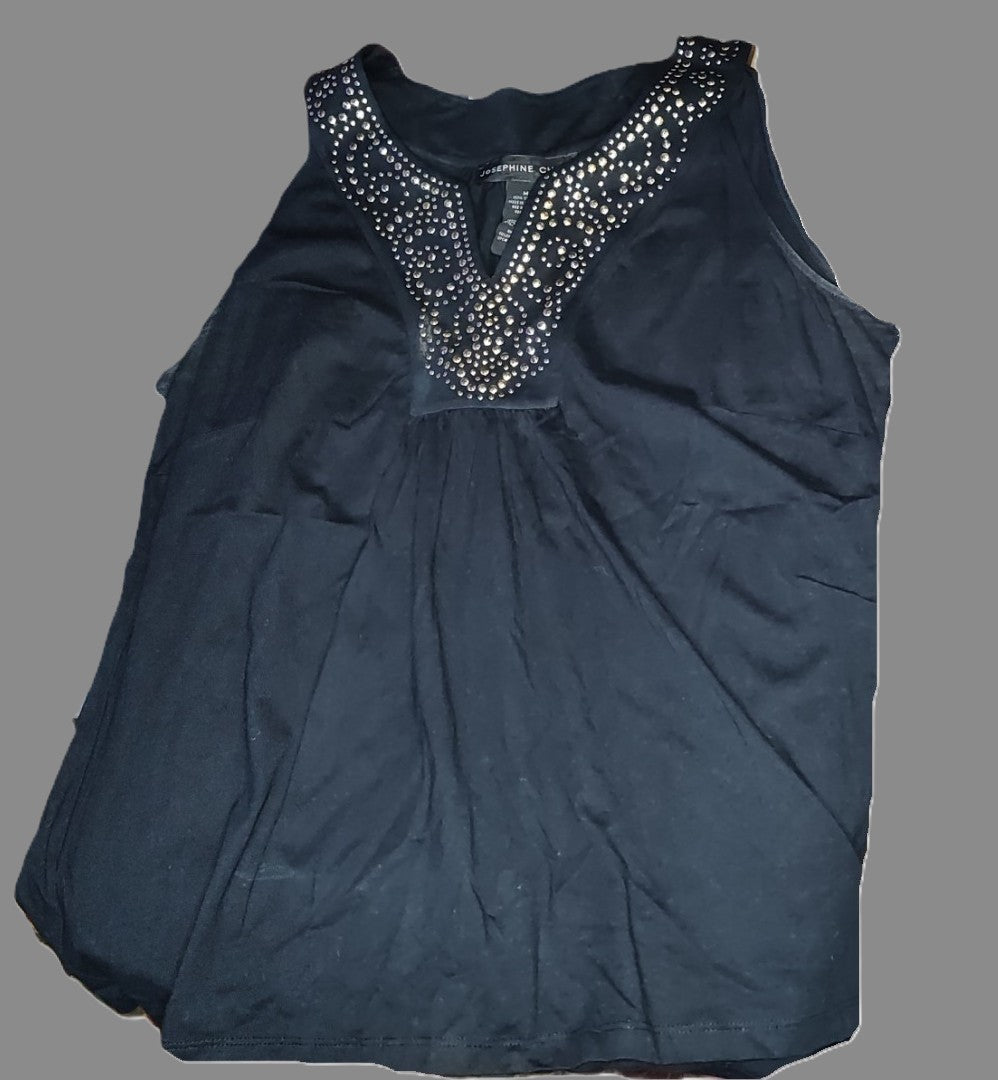 Josephine Chaus Black Sleeveless Top with Gold Accents - size M