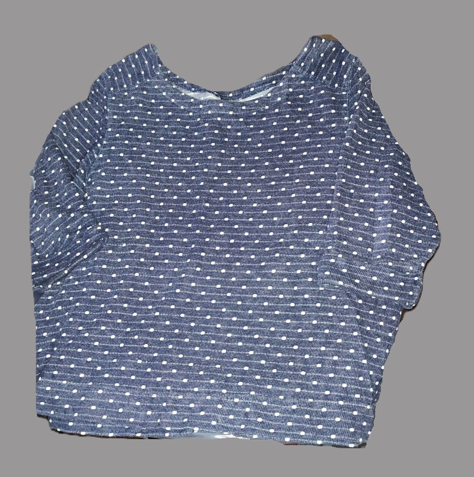 Blue with White Polka Dots Half Sleeve Blouse
