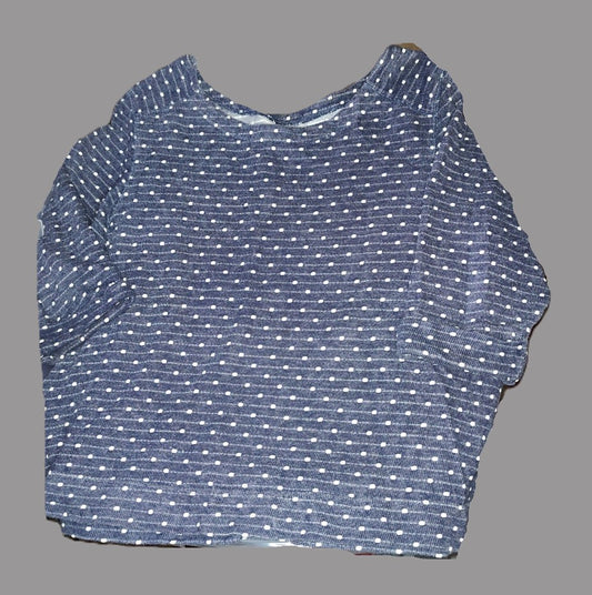 Blue with White Polka Dots Half Sleeve Blouse