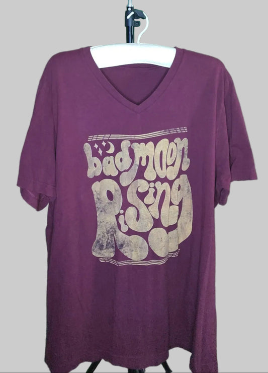 Maroon Bad Moon Rising V-neck T-shirt