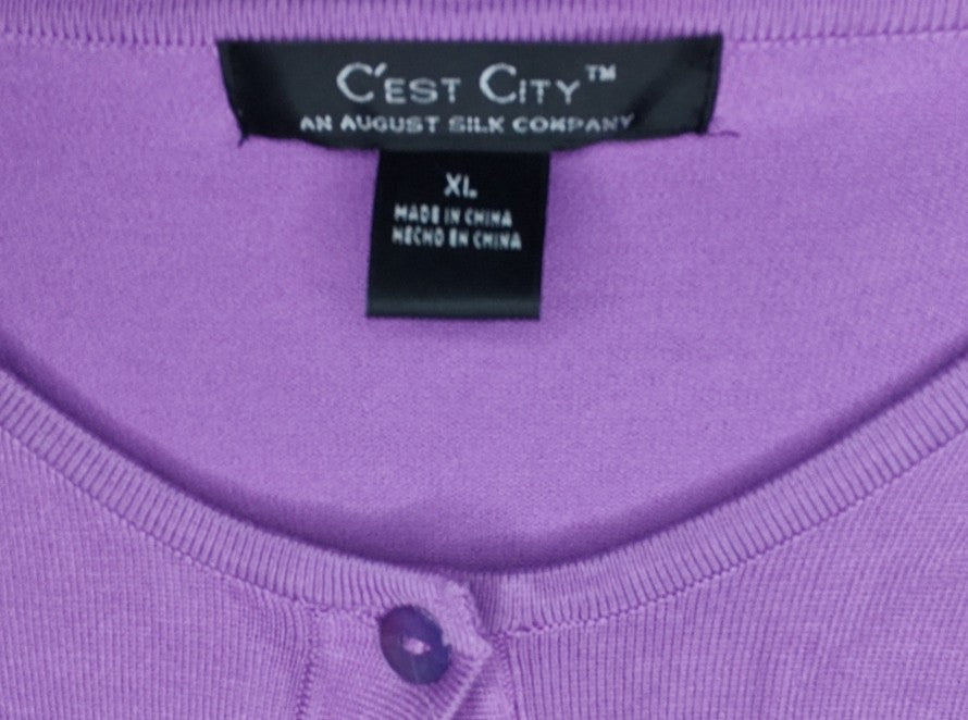 C'est City Women's Lavender Slim Fit Cardigan - size XL