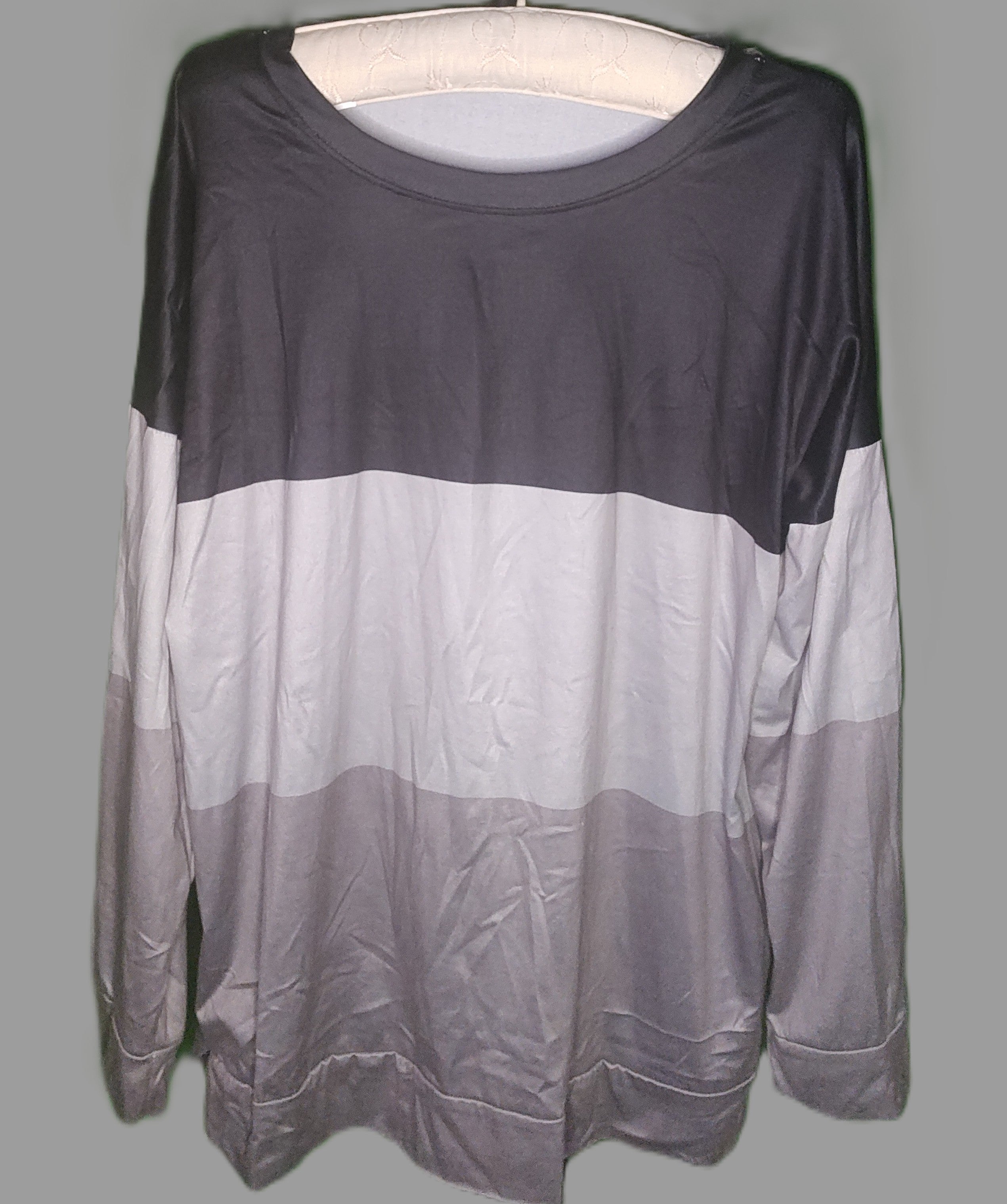 Women's Black and Grey Long Sleeve Blouse - size XL
