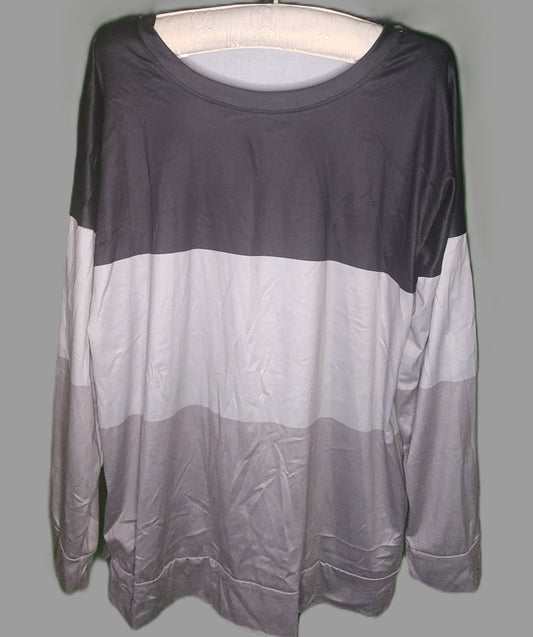 Women's Black and Grey Long Sleeve Blouse - size XL