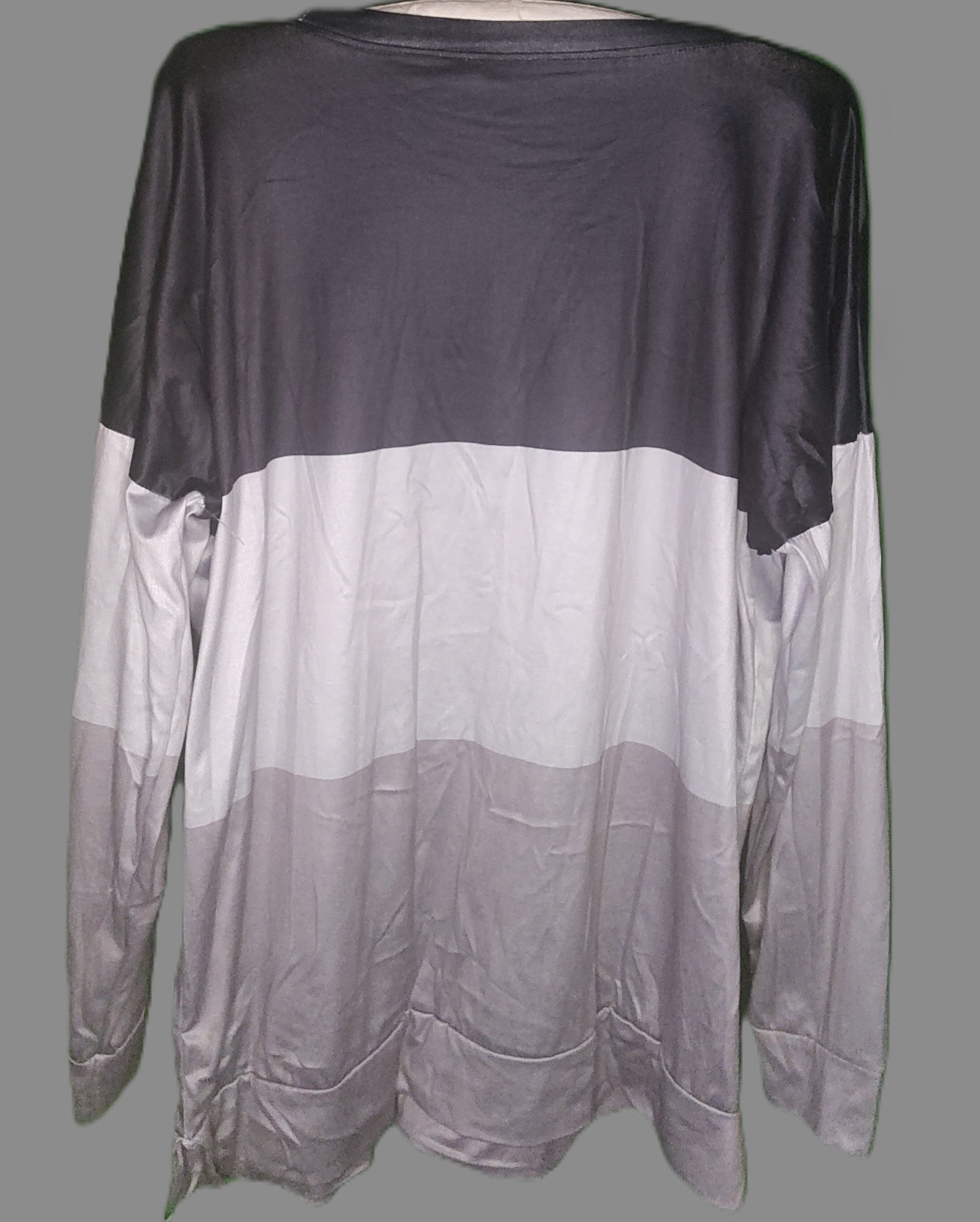 Women's Black and Grey Long Sleeve Blouse - size XL