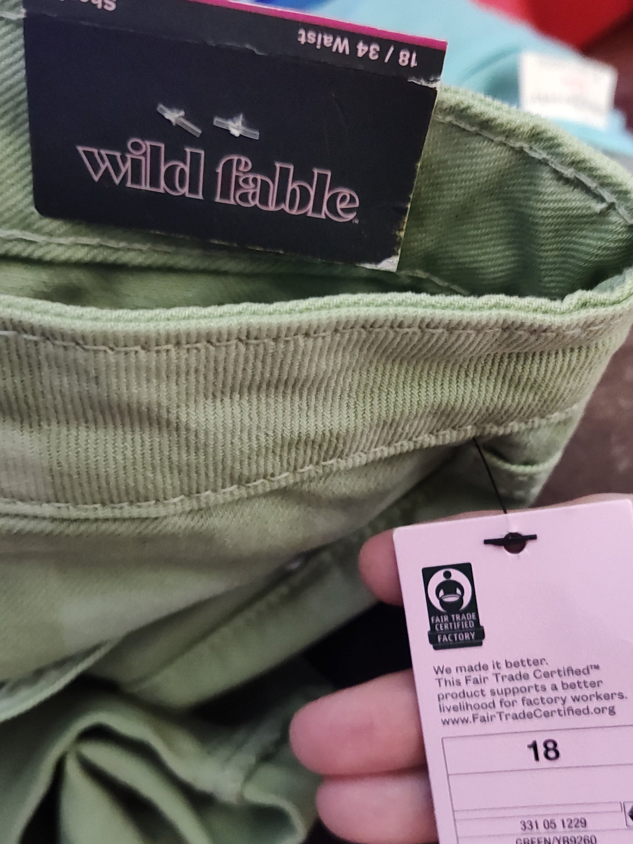 Wild Fable Green Checkered Highest Rise Mom Denim Cuffed Shorts - size 18/34