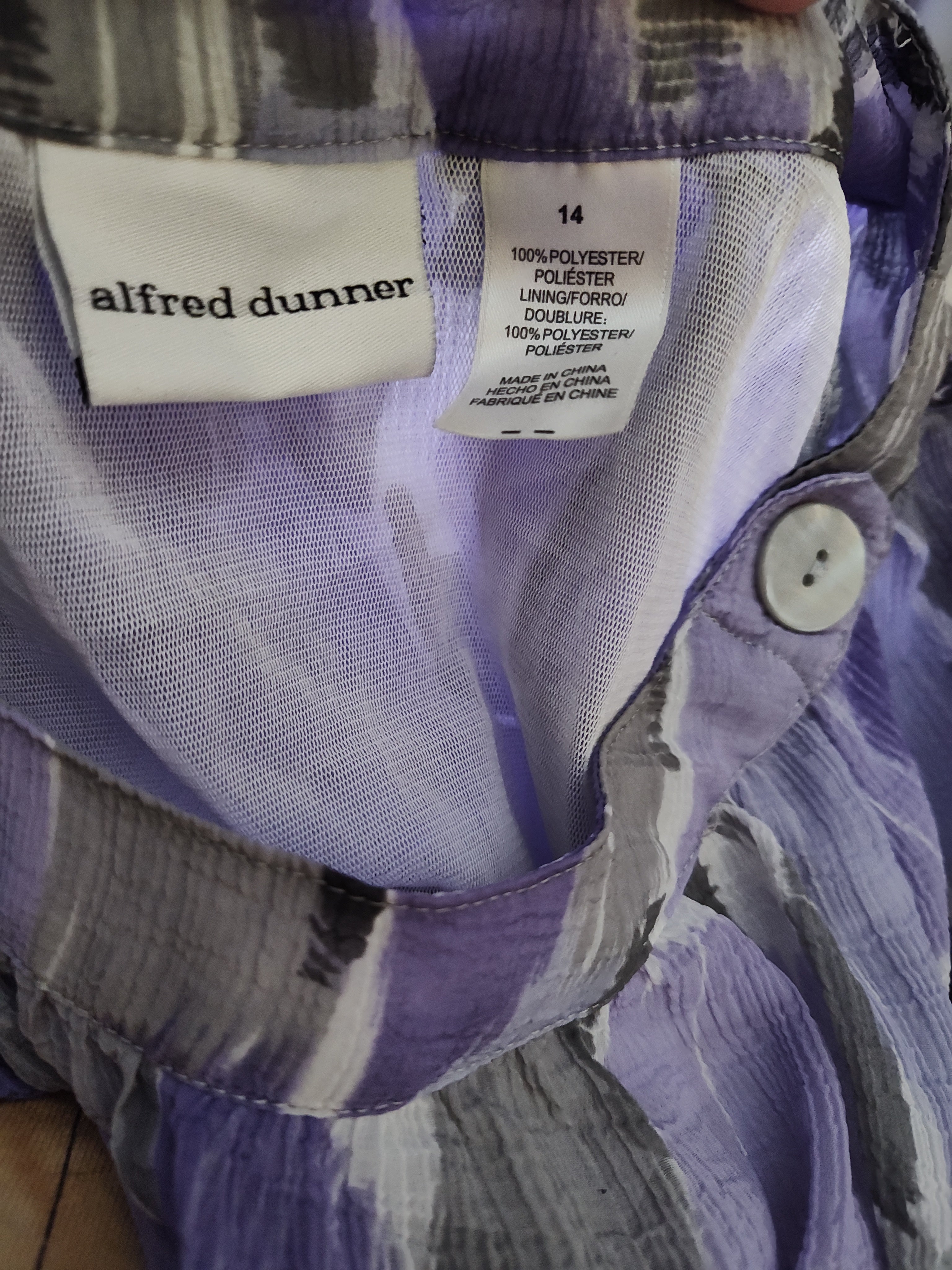 Alfred Dunner Lavender Cowl Neck Blouse with Gathered Waist - size 14