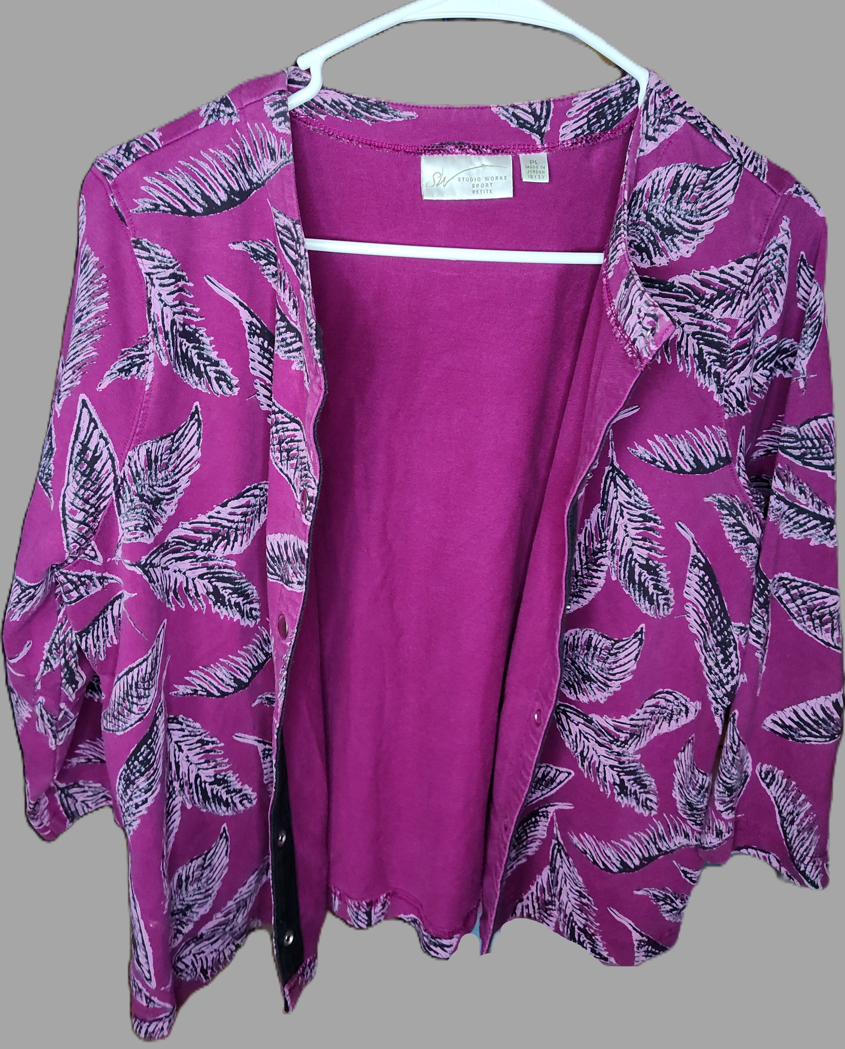 Studio Works Sport Petite Magenta Snap Button Jacket - size PL