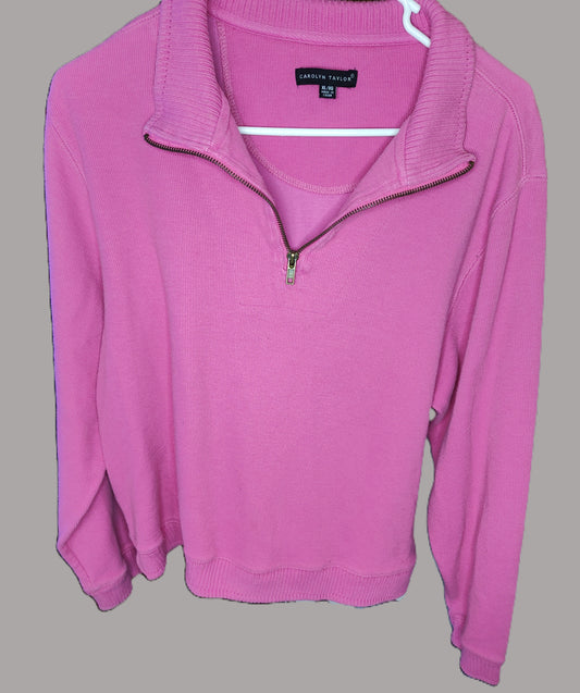 Carolyn Taylor Pink Quarter Zip Sweatshirt - size XL