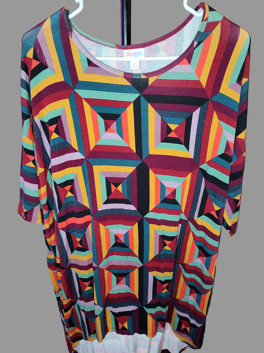 LulaRoe Maroon Geometric Design Tunic Dress - size M