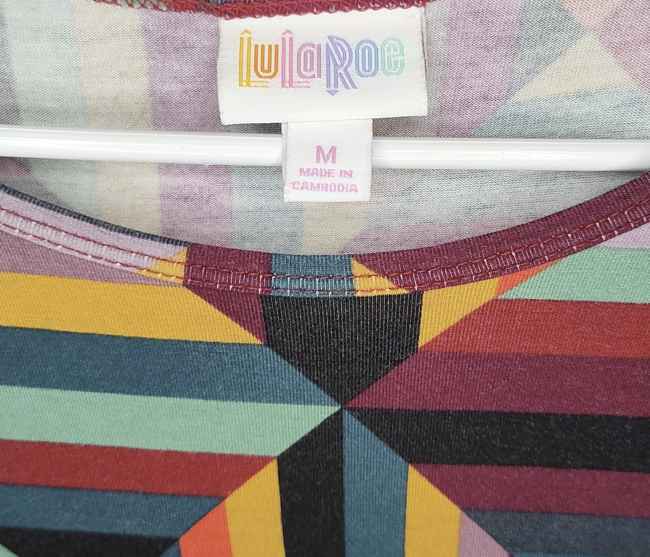 LulaRoe Maroon Geometric Design Tunic Dress - size M