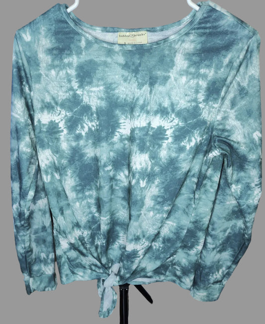 Bobbie Brooks Teal Tie Front Long Sleeves Shirt - size S