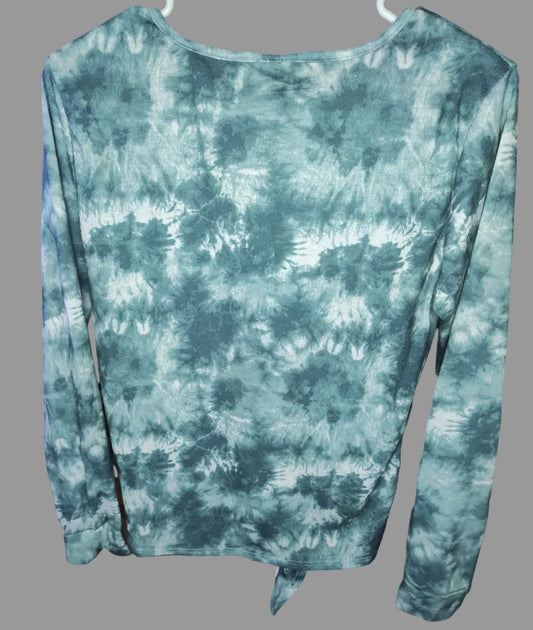 Bobbie Brooks Teal Tie Front Long Sleeves Shirt - size S