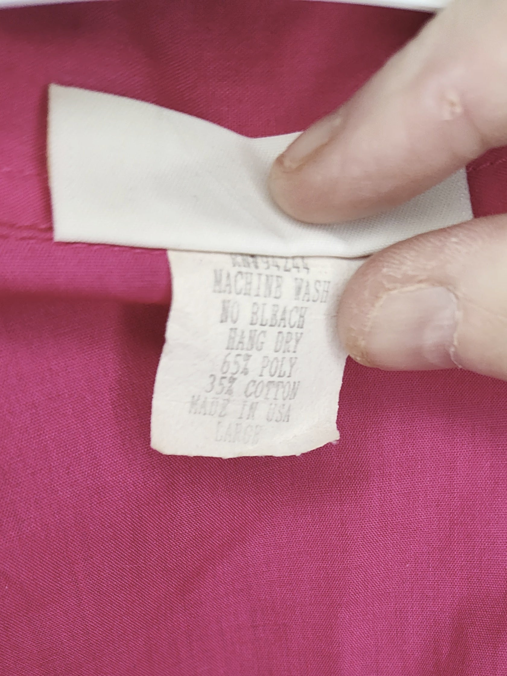 Tia Design Hot Pink Button Front Shirt with 3/4 Sleeves - size L