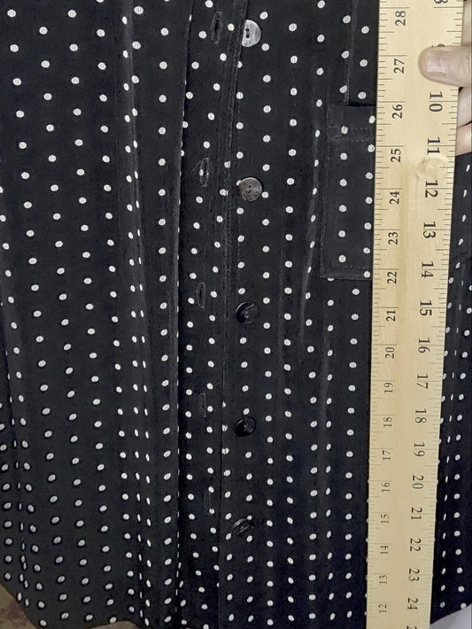 Norm Thompson Black with White Polka Dot Button Front Short Sleeve Jacket - size M