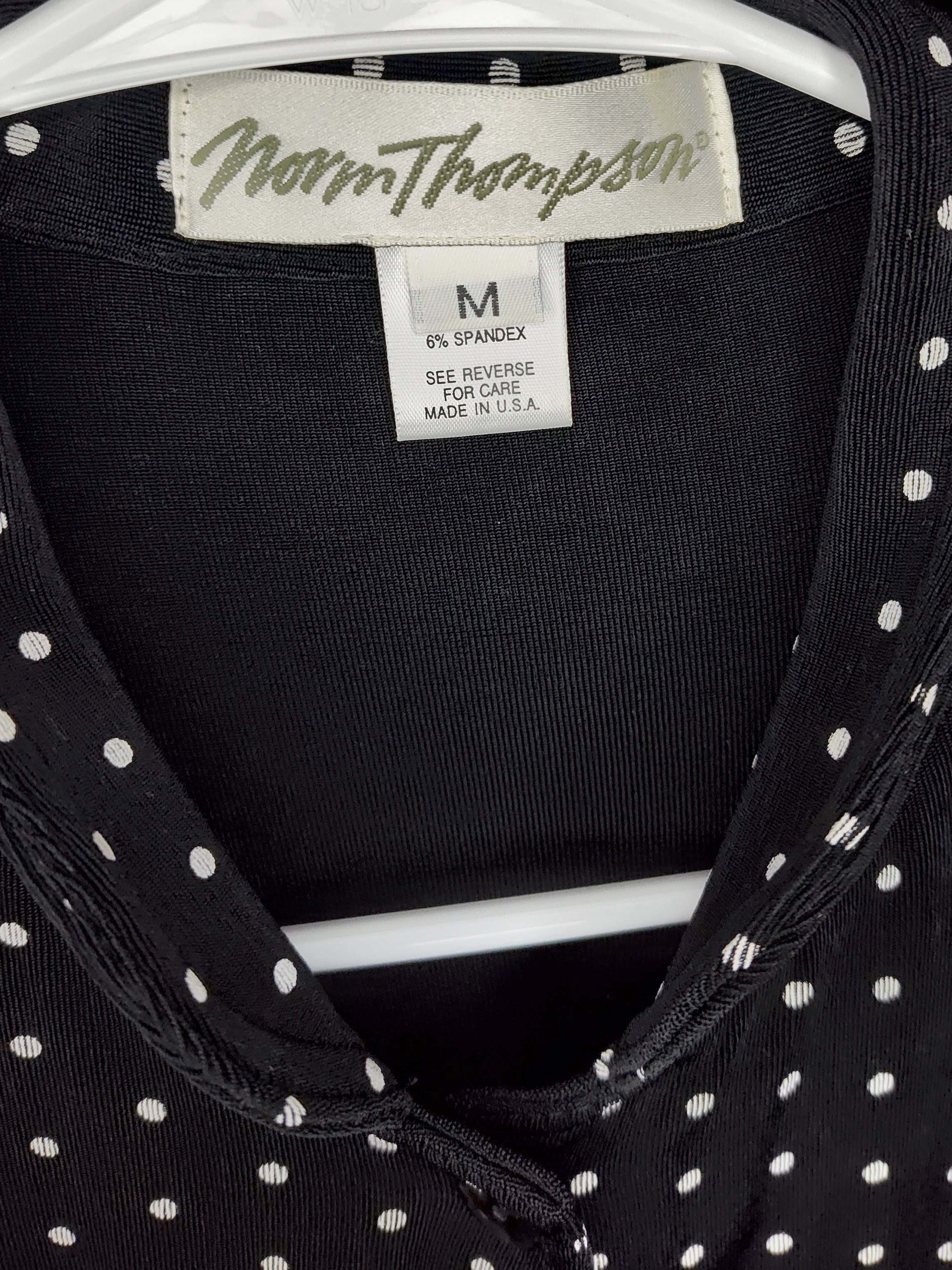 Norm Thompson Black with White Polka Dot Button Front Short Sleeve Jacket - size M