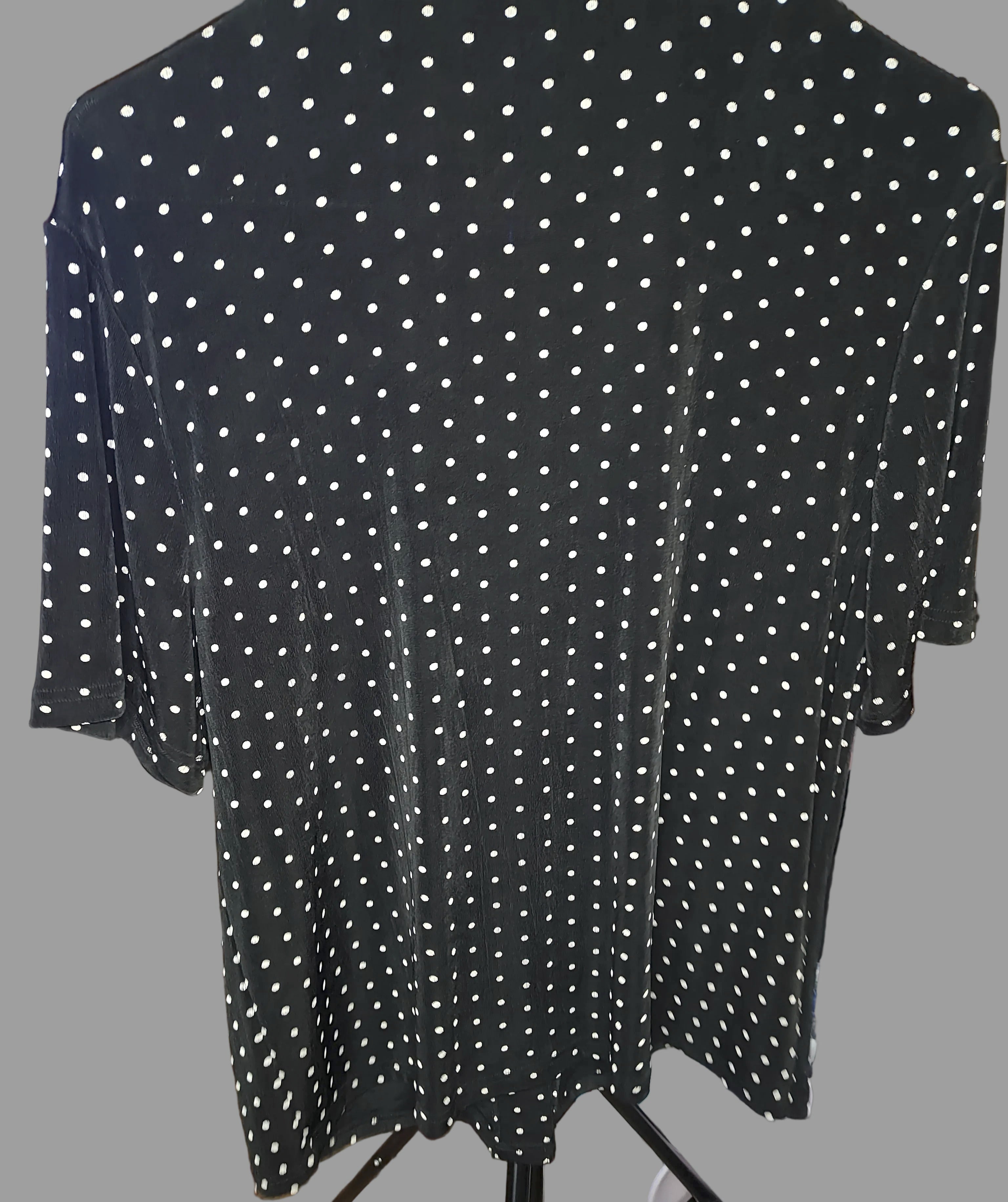 Norm Thompson Black with White Polka Dot Button Front Short Sleeve Jacket - size M