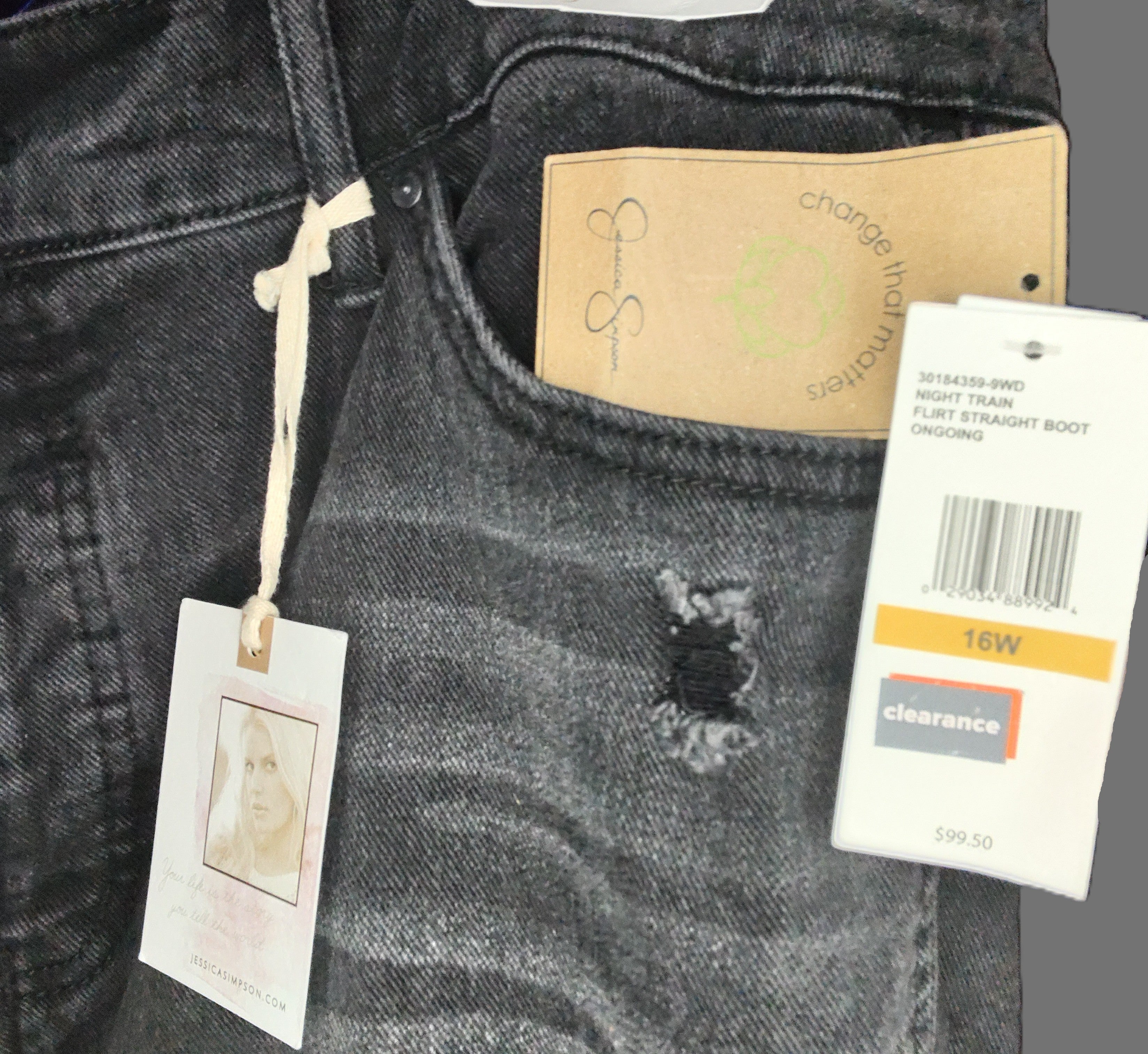 Jessica Simpson Women's NWT Night Train Flirt Straight Boot Cut Jeans - size 16W