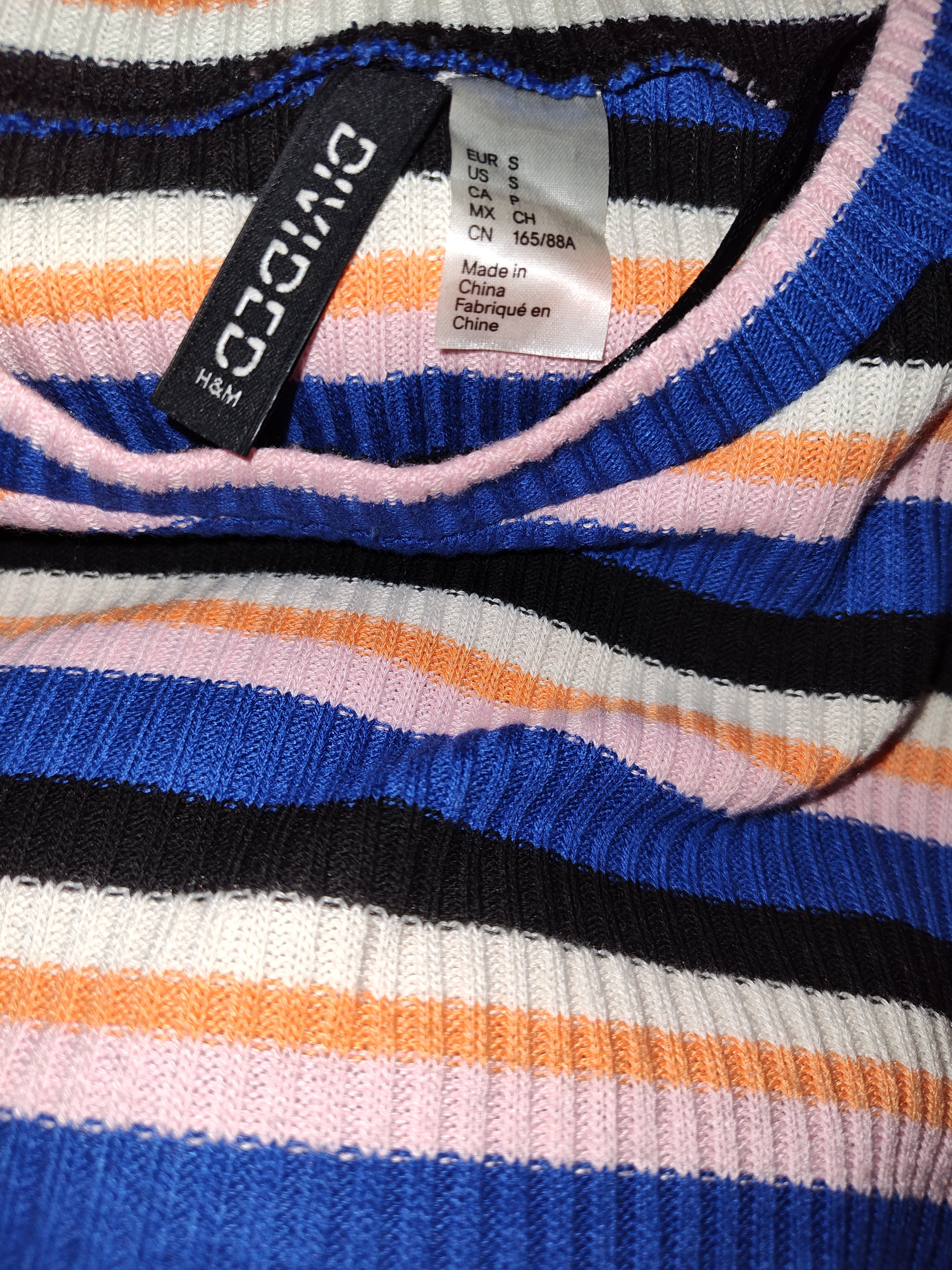 Divided H & M Vibrant Striped Long Sleeve Mini Sweater Dress - size S