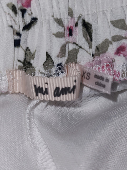 Mi Ami White Floral Short Skirt with Ruffle - size XS