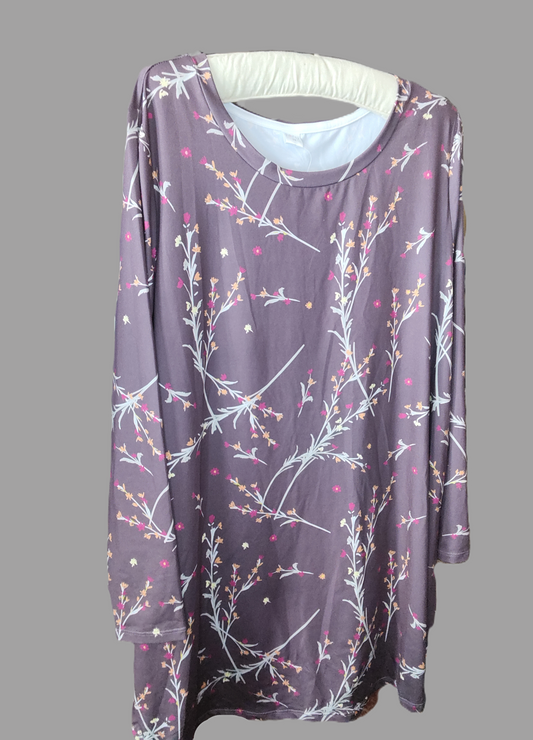 Nanu Purple Design Long Sleeve Blouse