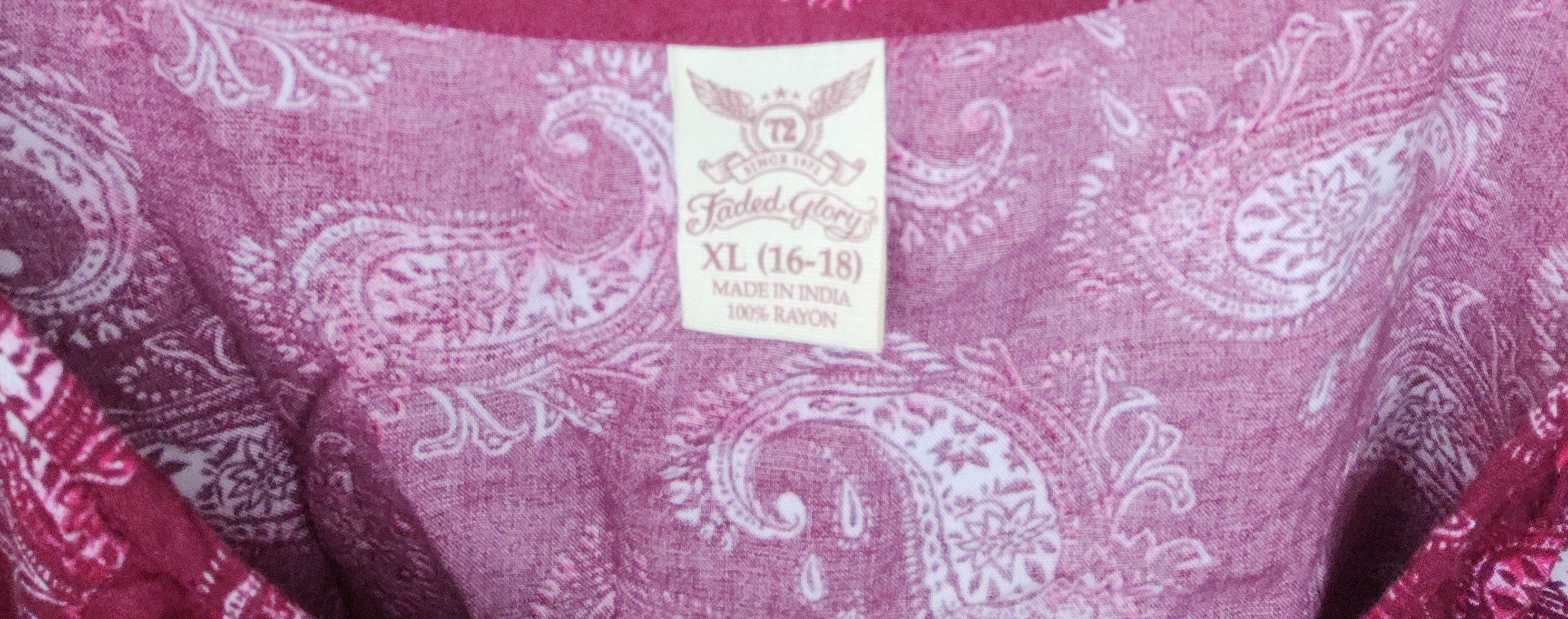 Faded Glory Maroon Flower Long Sleeve Blouse - size XL