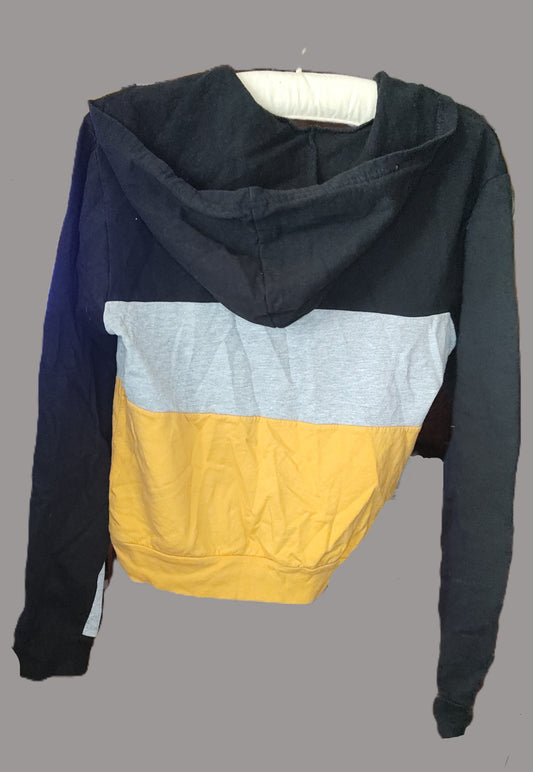 On Fire Yellow and Black Blessed Cropped Hoodie - size L