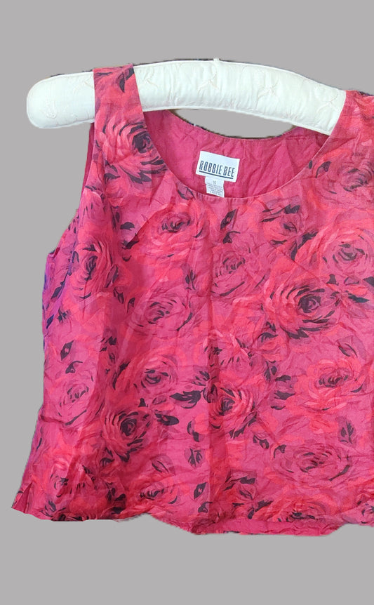 Robbie Bee Red Floral Sleeveless Blouse - size 10