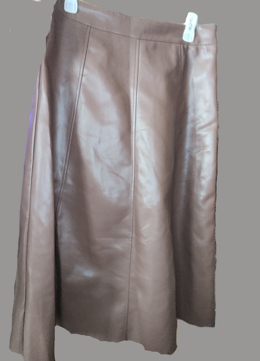 Fashion Nova Brown Faux Leather Long Skirt