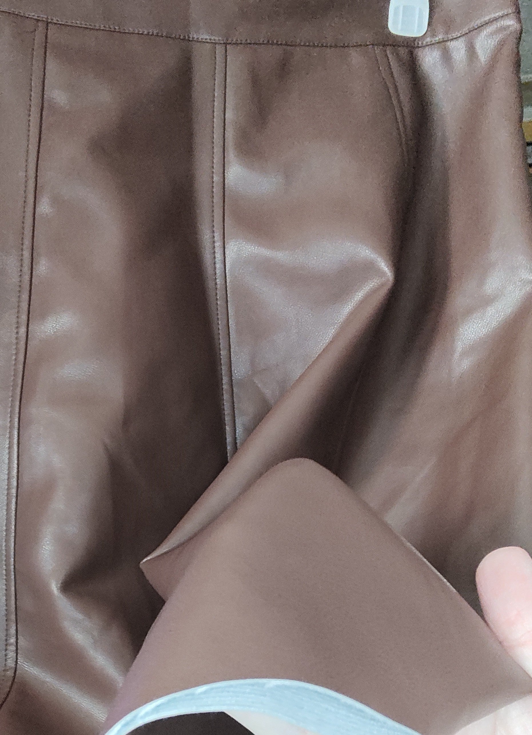 Fashion Nova Brown Faux Leather Long Skirt