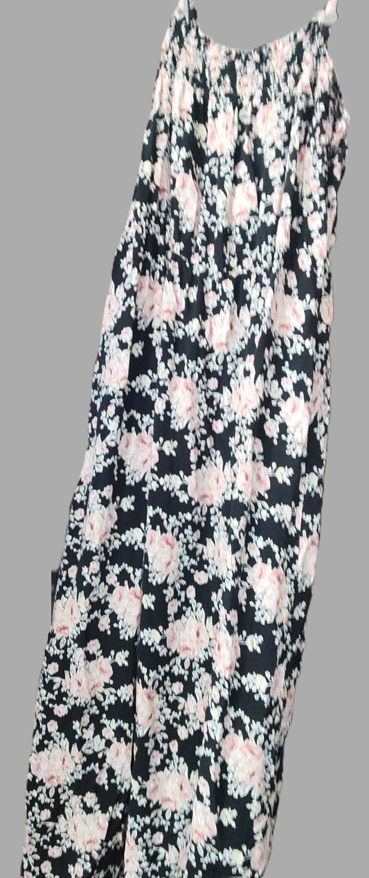 AUW Black Floral Spaghetti Straps Maxi Dress - size 1X