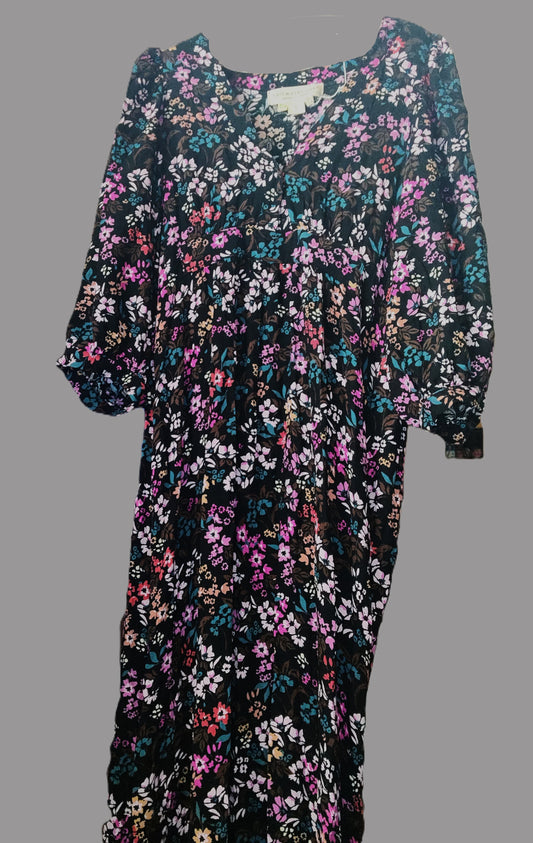Saltwater Luxe Black Floral Maxi Dress  - size L