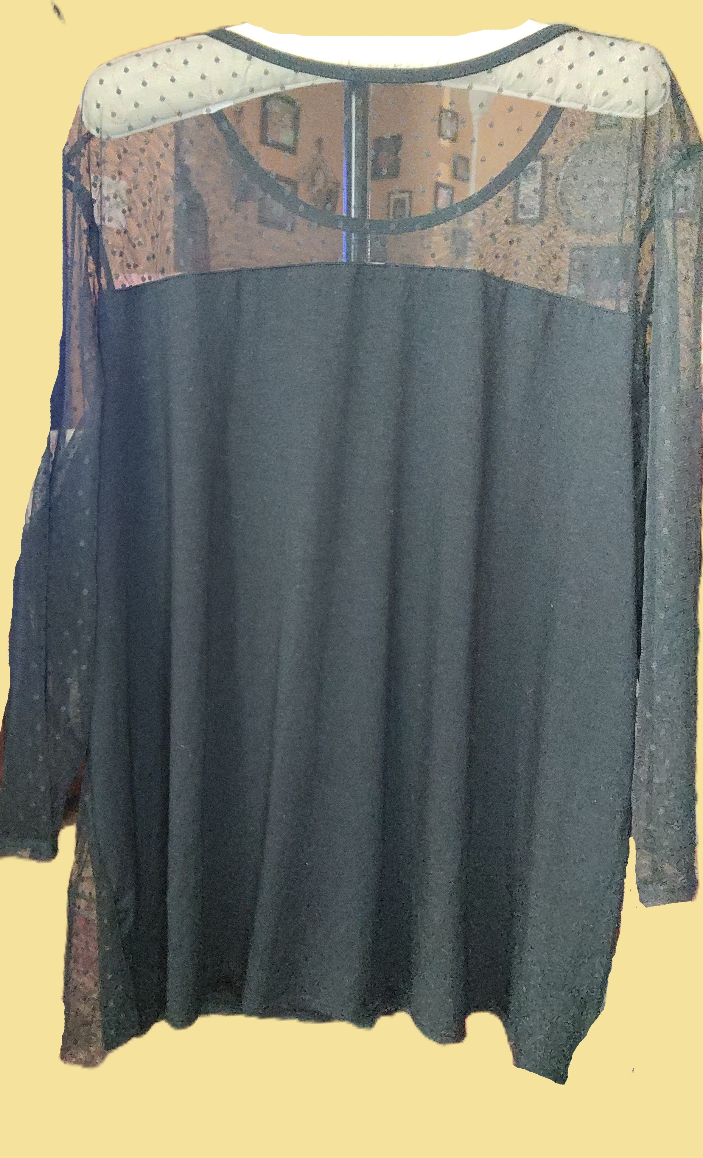 Lane Bryant Black Mesh Tiered Blouse with See through Shoulders - size 26/28