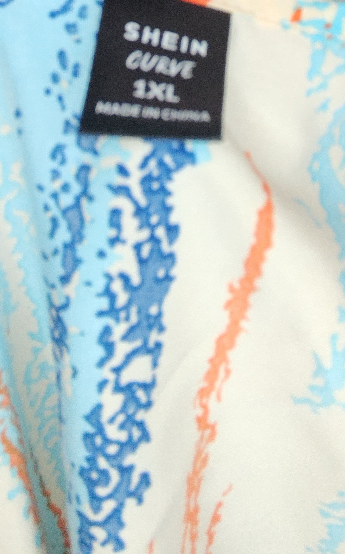 Shein Curve Color Streaks Cuffed Short Sleeves Blouse - size 1XL