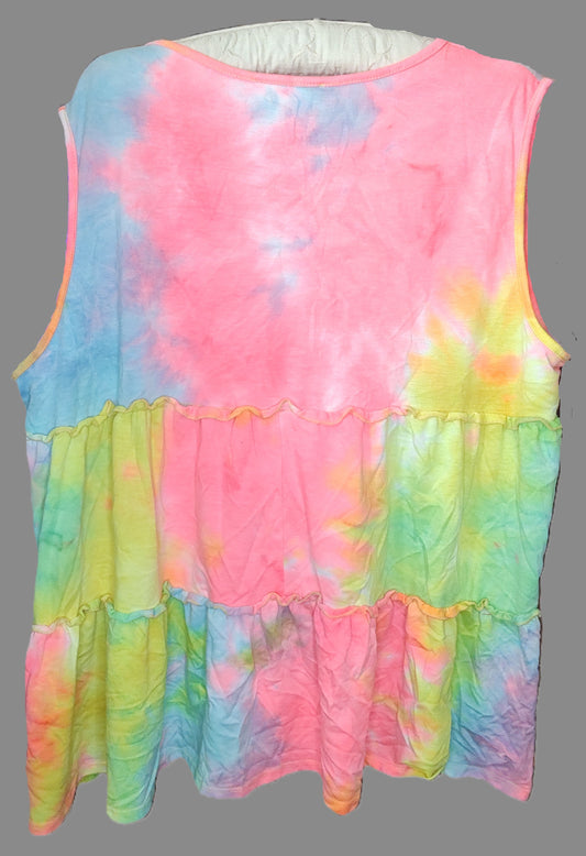 Colorful Pastel Tie Dye Tiered Tank Top