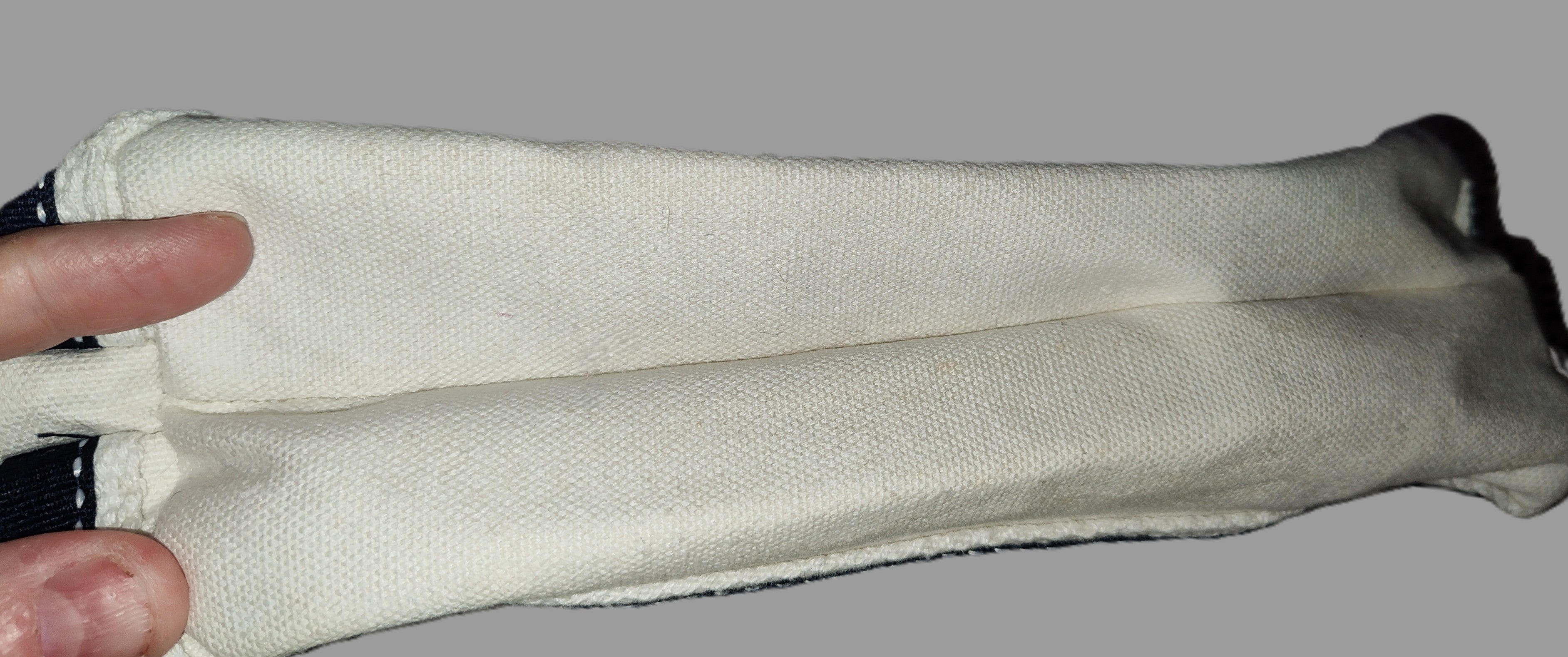 Blue & White Canvas Makeup Bag with Pink Interior
