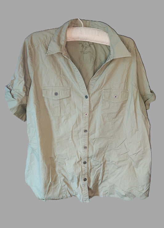 Sonoma Dark Khaki Button Front Blouse - size 2XL